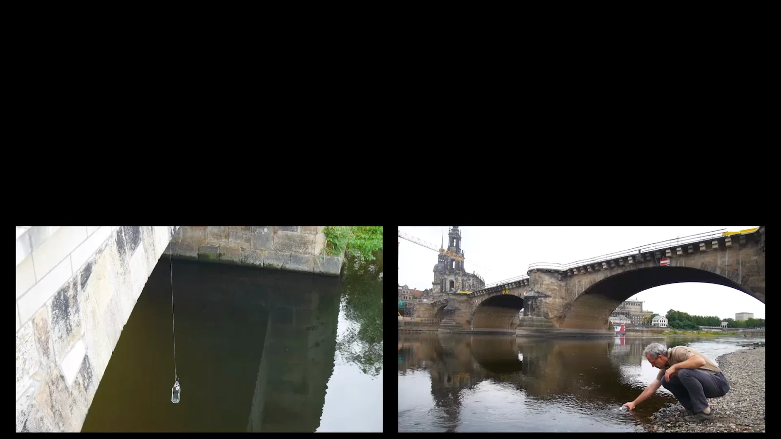 NEHMEN UND GEBEN — Wasser wird in Dresden aus dem Fluss geschöpft, Standbild aus dem Video