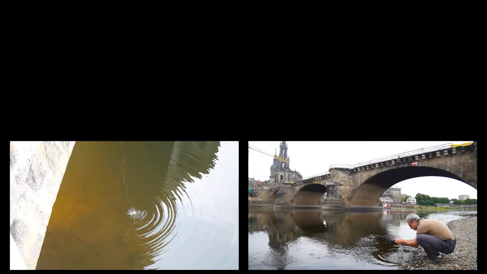 NEHMEN UND GEBEN — Bildfelder mit Brücke und Ufer, Standbild aus dem Video